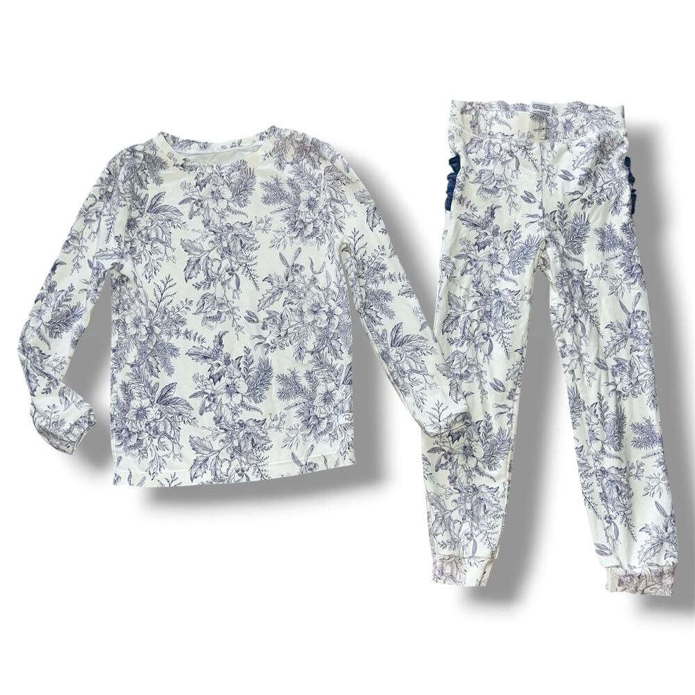 RuffleButts 4T Long Sleeve Pajama Set Winter bliss toile Floral Sleepwear